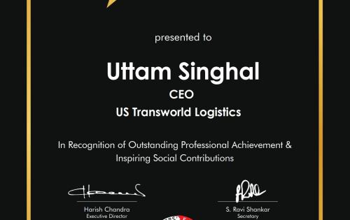 US Transworld Logistics Given 'Emerging Company Award' by Indian Achievers Forum