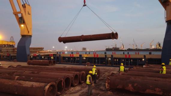 BSMG Load 3,800mt of Heavy Water Pipes at Port of Nouakchott